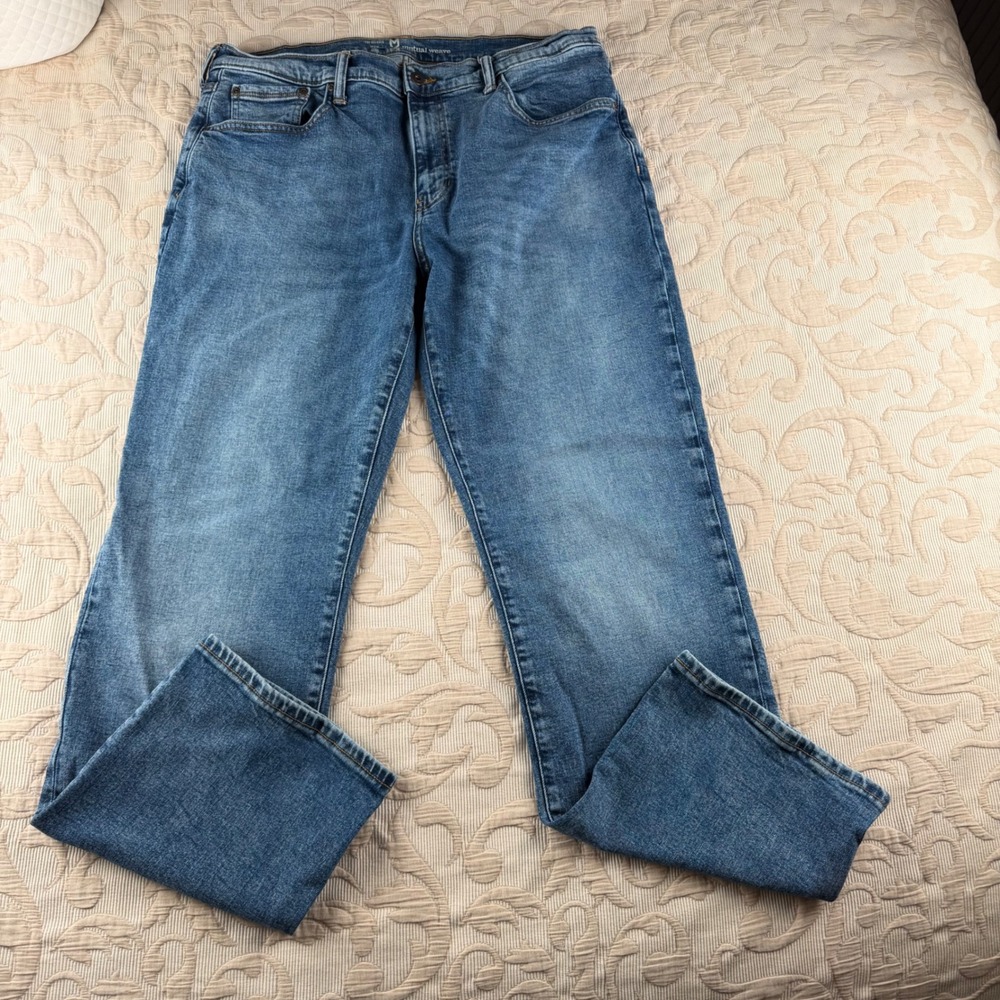 Mutual Weave The Relaxed Mens Blue Denim Jeans 36x32 Medium Wash Stretch